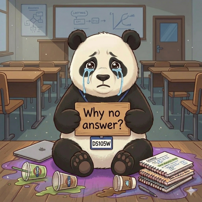 Sad pandas who gave up on asking for survey responses